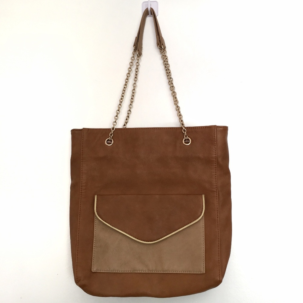 [BIGBUDDHA] Tan shoulder bag w gold chain handles